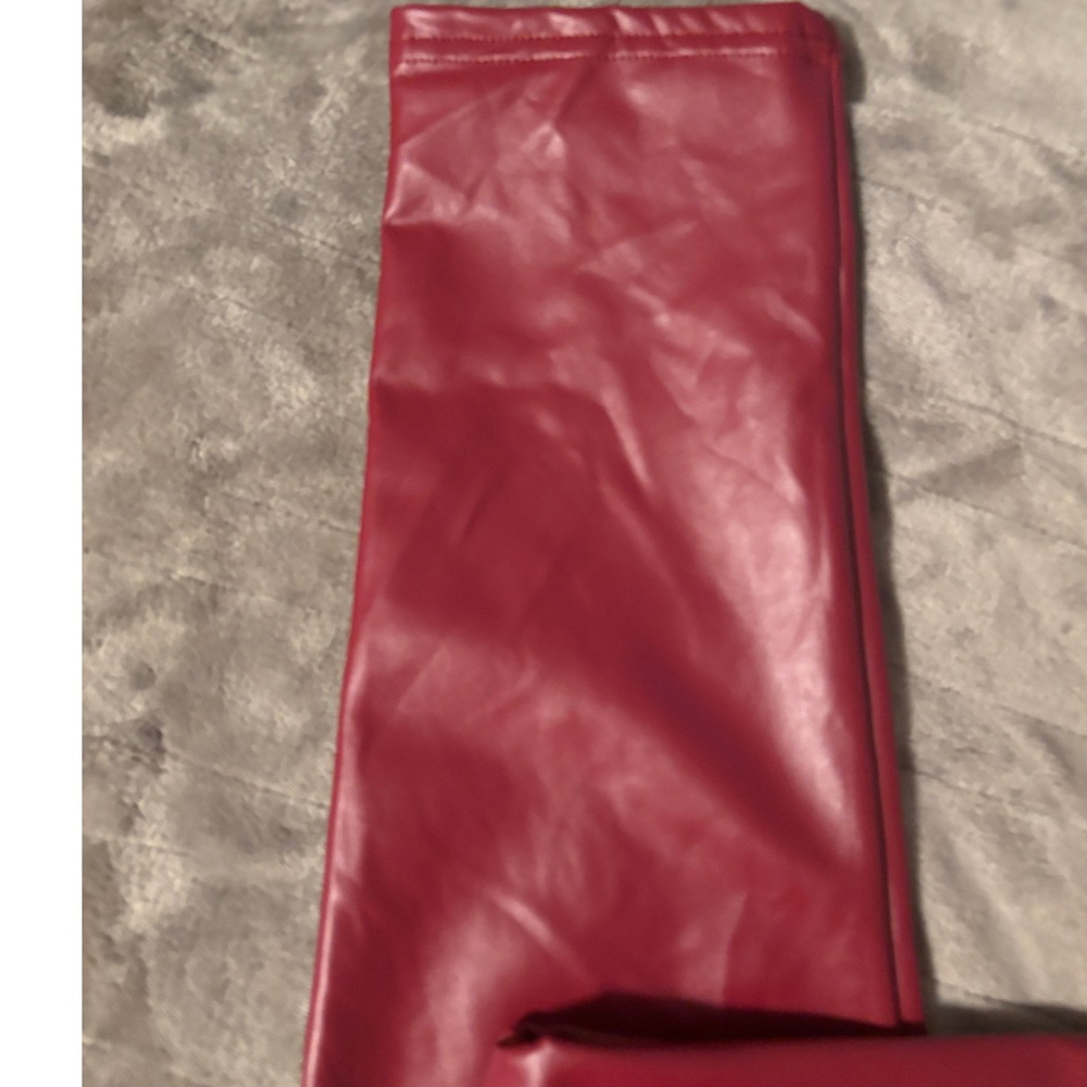TAGOO Red Faux Leather Leggings High‎ Waisted Fleece Lined Stretchy Womens XL